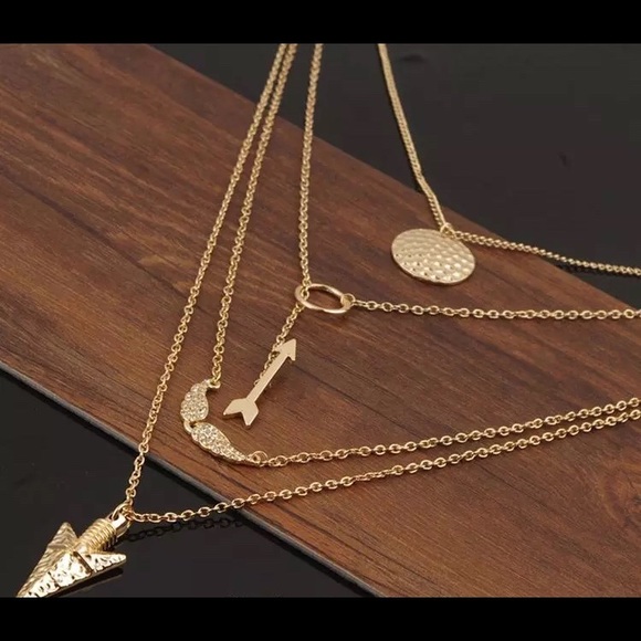 Arrow Angel Wings Dainty Multilayer Necklace - Picture 2 of 6